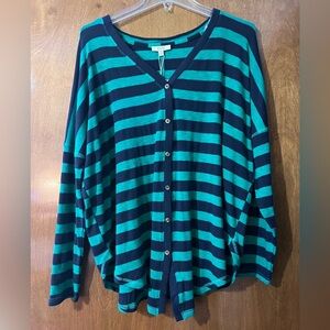 Navy & green stripped light weight cardigan